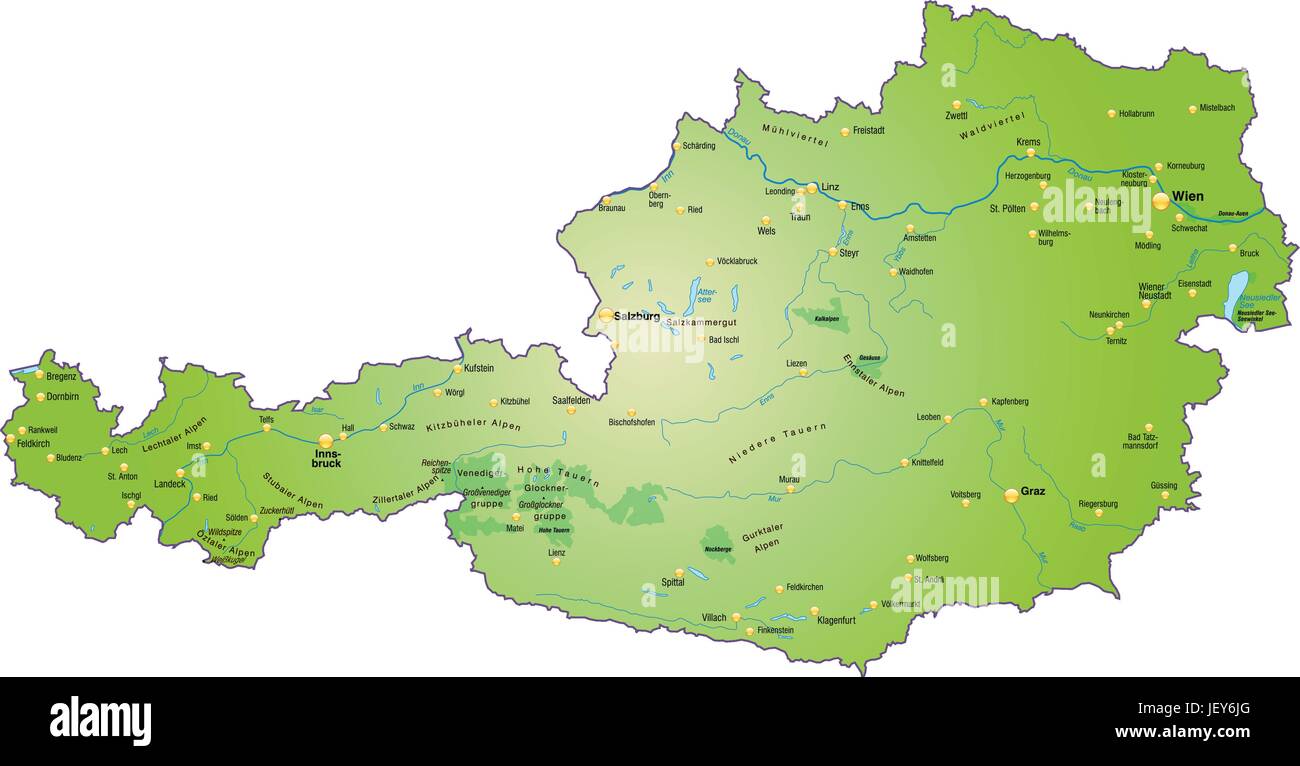 Les autrichiens, l'Autriche, Carte, frontières, frontières, atlas, carte du monde, carte, Illustration de Vecteur