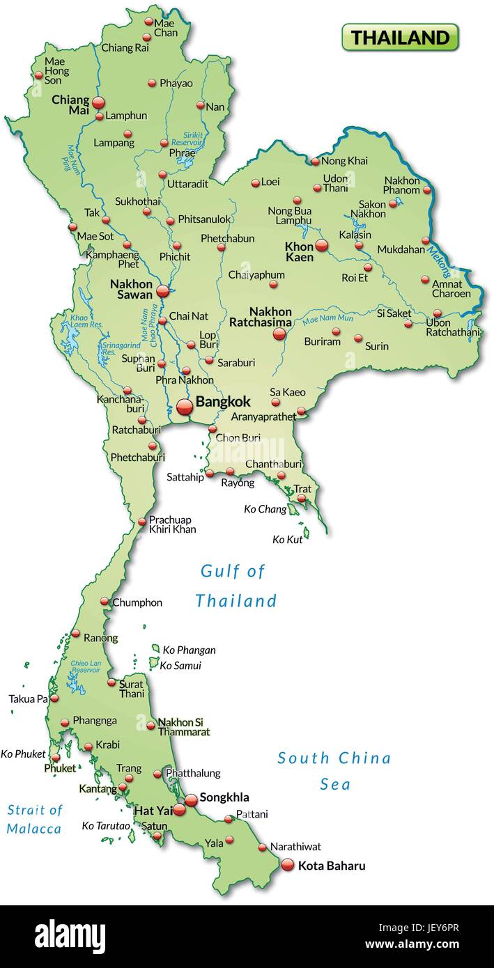 La Thaïlande, Carte, frontières, frontières, atlas, carte du monde, carte, thailandkarte Image