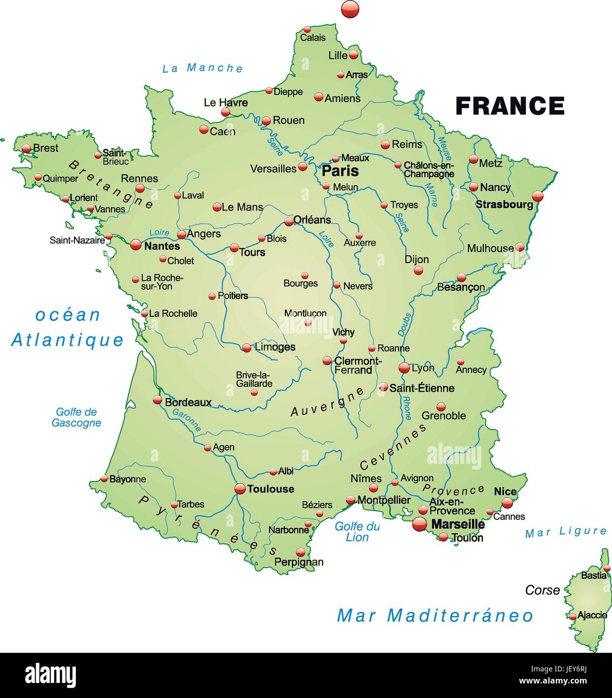 France, Carte, frontières, frontières, atlas, carte du monde, carte ...