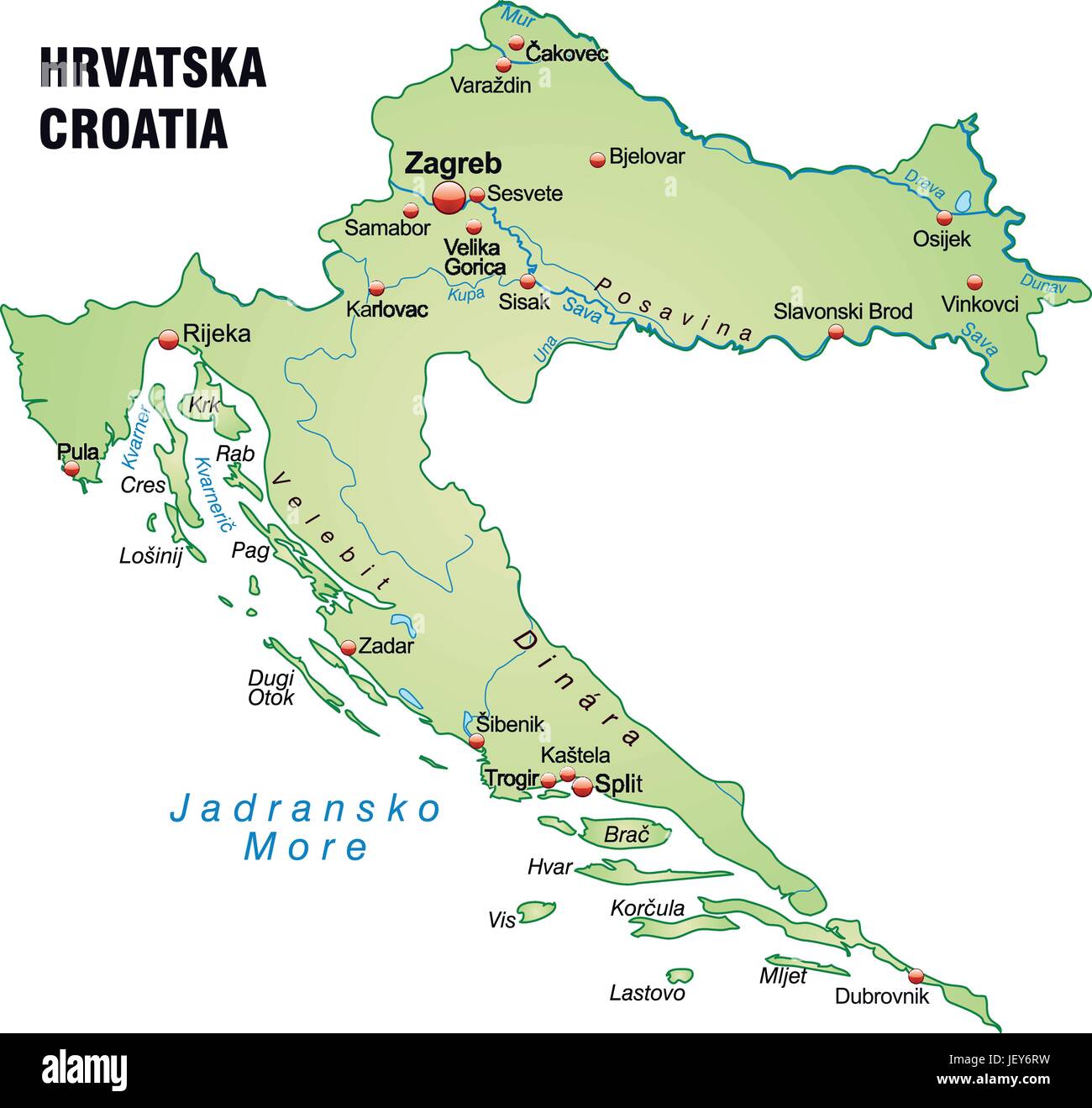 Carte Contours Croatie Frontières Atlas Carte Du Monde
