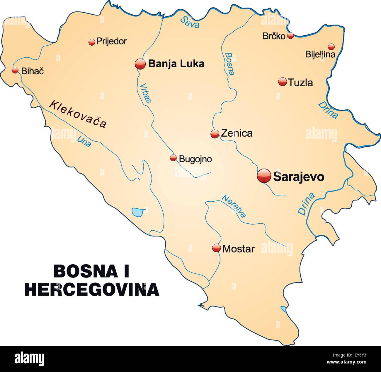 Bosna i Hercegovina übersichtskarte Illustration de Vecteur