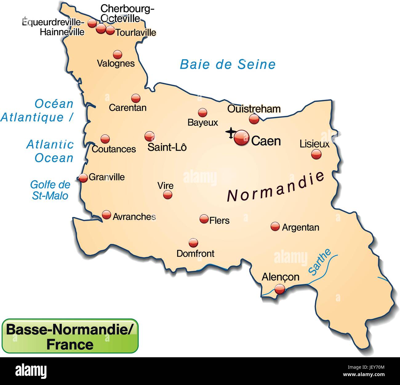 Normandie map Banque d'images vectorielles - Alamy