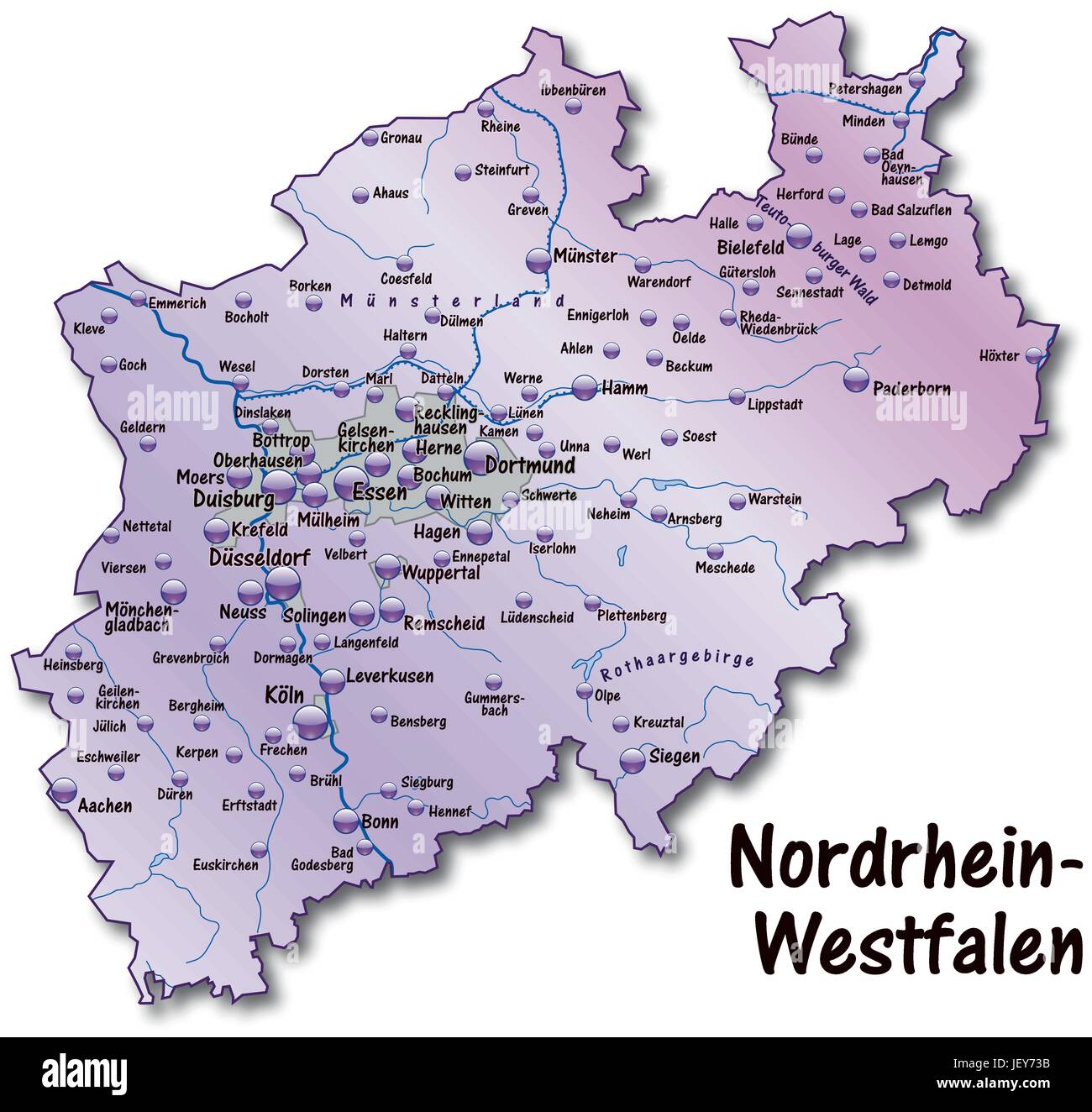L'état, carte, atlas, carte du monde, carte, Westphalie, Rhénanie du Nord-Westphalie, Illustration de Vecteur