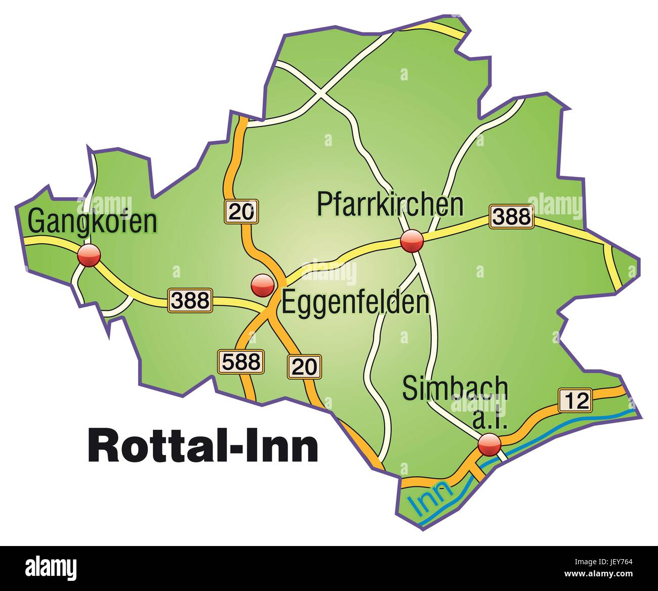 Carte de l'inn-rottal avec transport Illustration de Vecteur