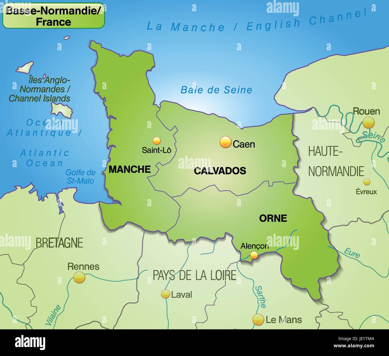 La carte de la Basse Normandie avec des limites en vert Image Vectorielle  Stock - Alamy
