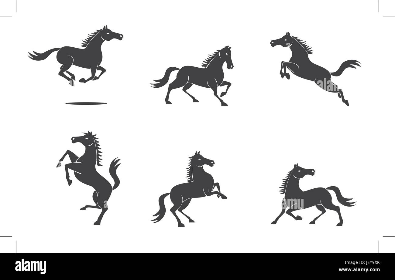 L'art, isolés, la couleur, l'animal, cheval, brun, brun, brune, noire, sauvage, Illustration de Vecteur