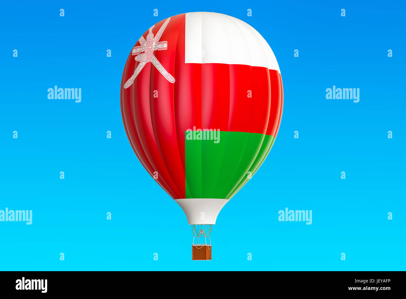 Hot Air Balloon avec Oman drapeau, le rendu 3D Banque D'Images