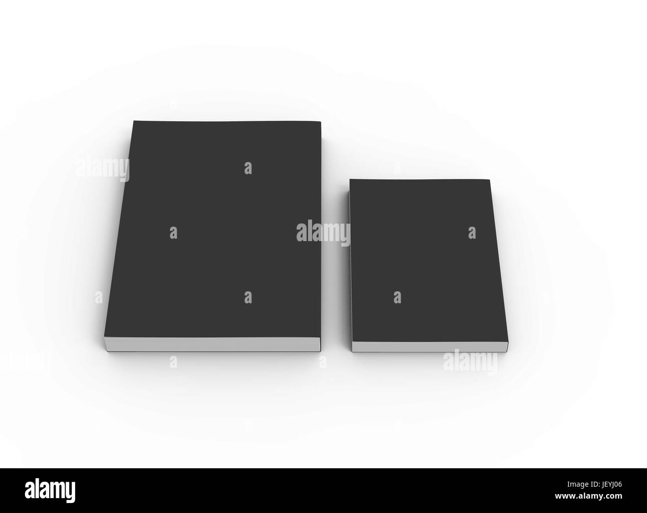 Vierge noire deux livres fermés de rendu 3D, isolé sur fond blanc, elevated view Banque D'Images