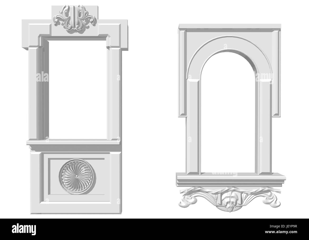 Deux ouvertures de fenêtres isolées sur fond blanc Illustration de Vecteur