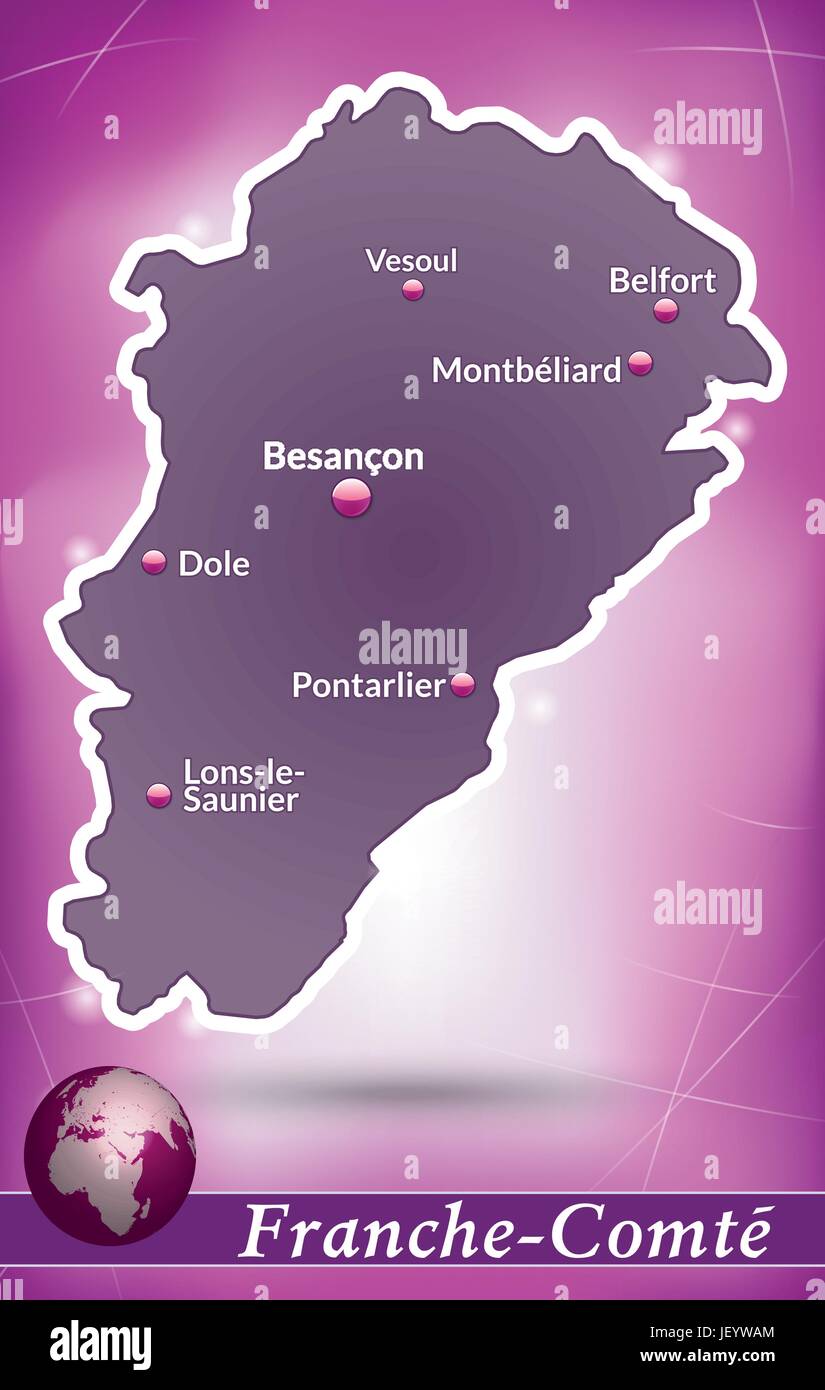 Carte de l'île de franche-comt Résumé Contexte en violet Illustration de Vecteur