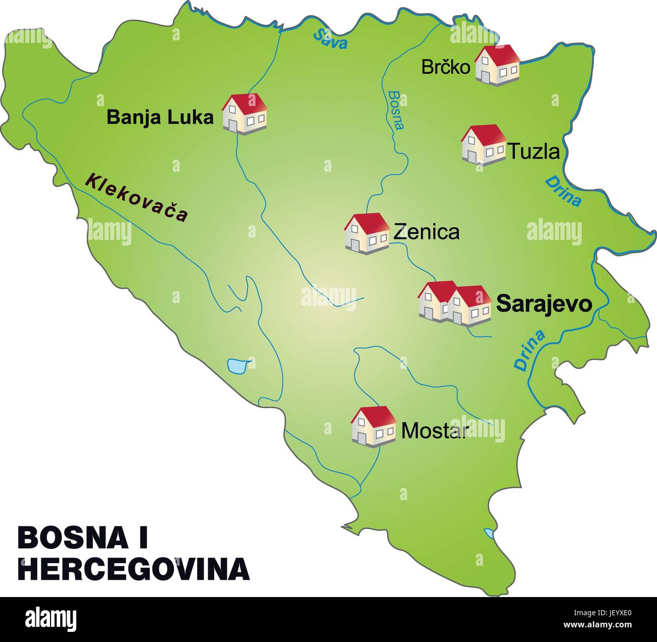 Bosna i Hercegovina übersichtskarte Illustration de Vecteur