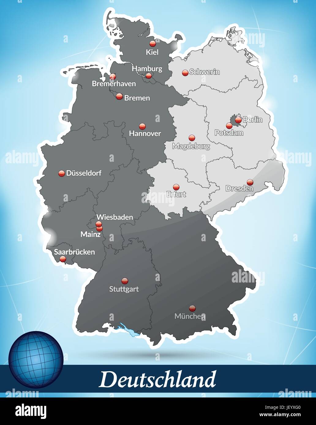 Carte de l'Allemagne divisée Image Vectorielle Stock - Alamy