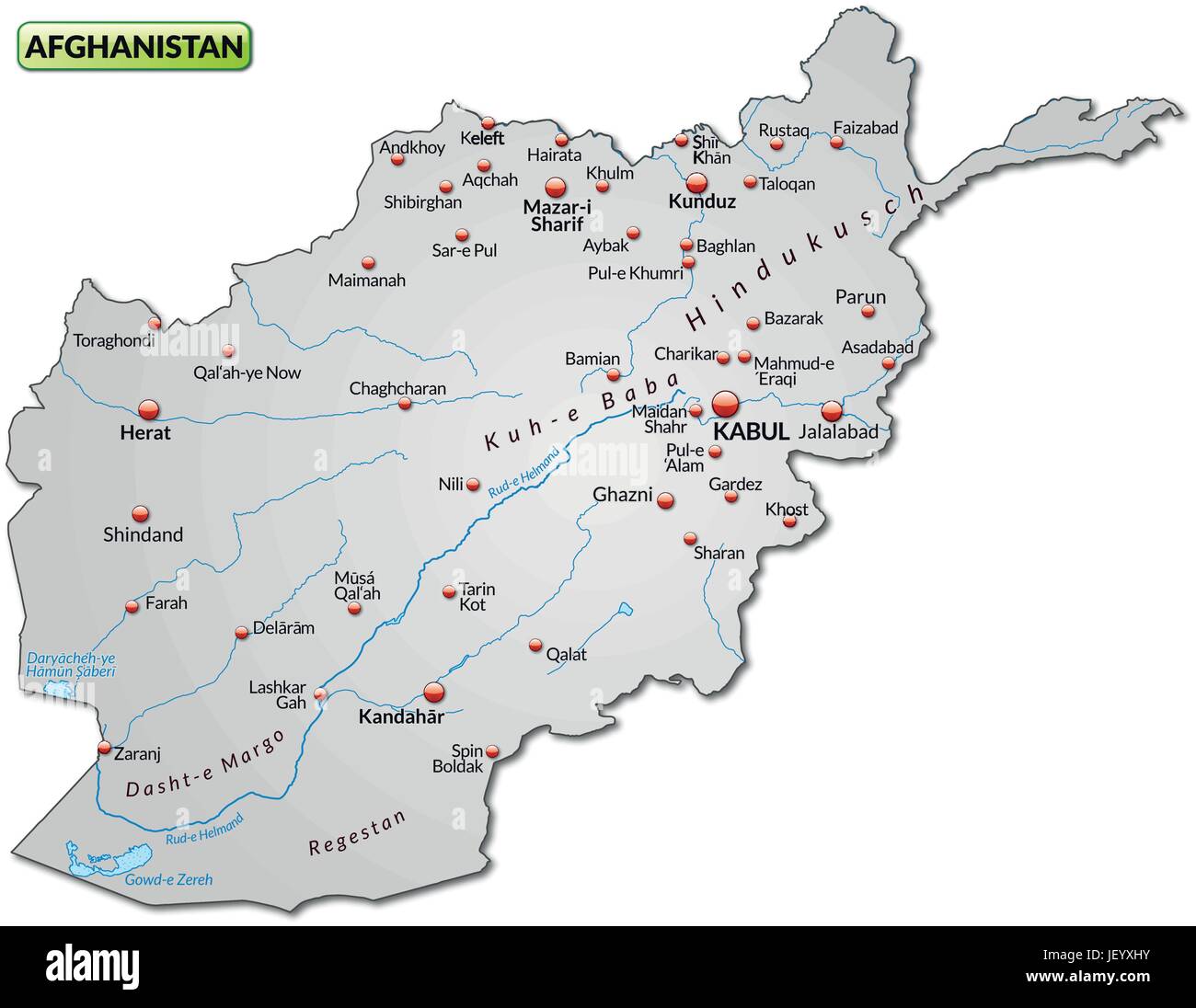 Carte, plan général, les frontières, l'Afghanistan, atlas, carte du monde, carte, Illustration de Vecteur