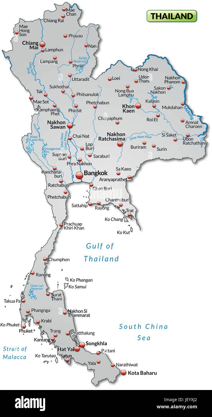 La Thailande Carte Frontieres Frontieres Atlas Carte Du Monde Carte Thailandkarte Image Vectorielle Stock Alamy