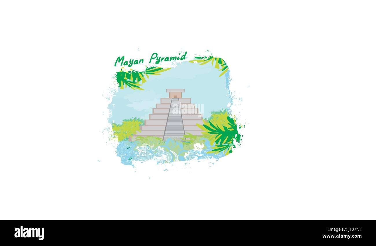 Pyramide maya à Chichen-itza,MEXIQUE - vector illustration Illustration de Vecteur