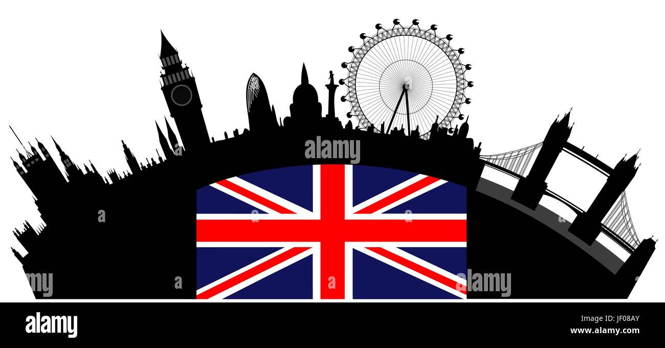 Billet, célèbre, tourisme, Londres, drapeau, Skyline, monument, vector, tour, Illustration de Vecteur