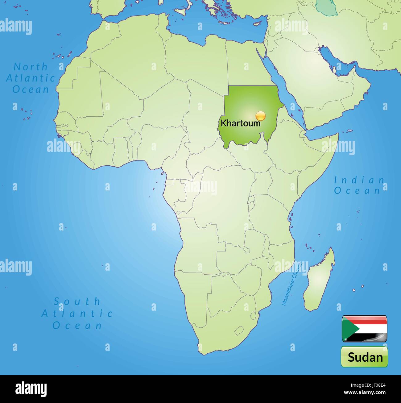 Carte du Soudan avec les capitales en vert Illustration de Vecteur