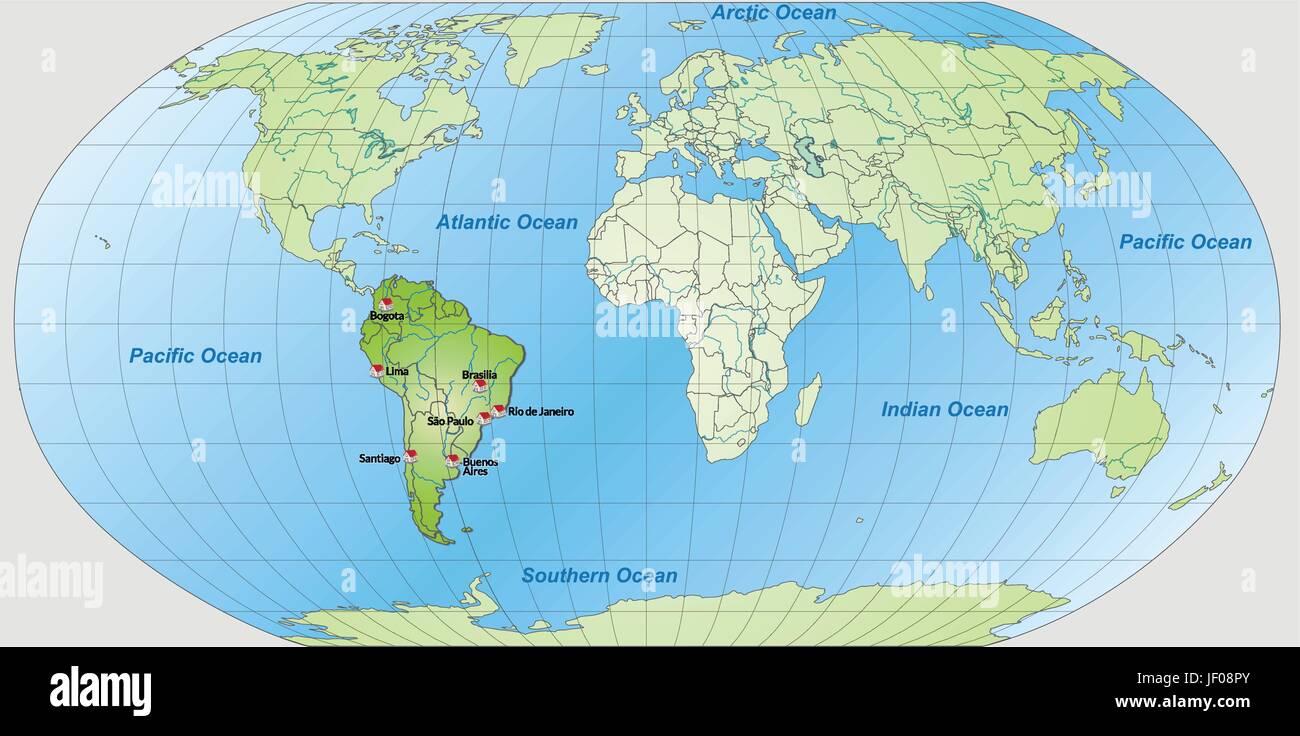 Atlas, carte, carte du monde, la carte, l'Amérique du Sud, carte, contours, globe, Illustration de Vecteur