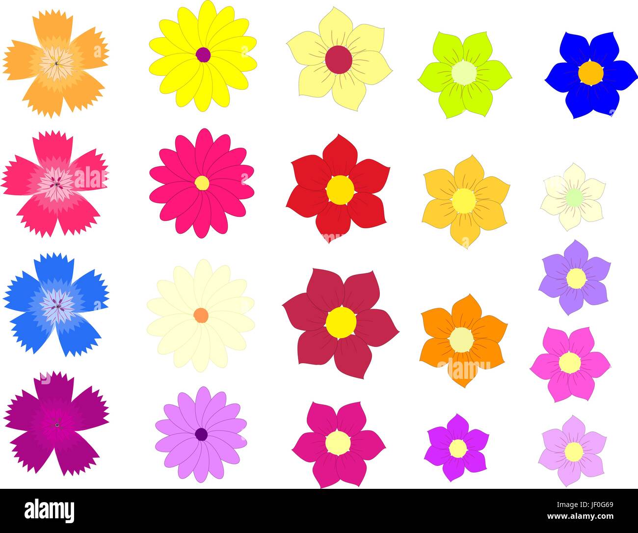 Vector set de fleurs colorées isolé sur fond blanc Illustration de Vecteur
