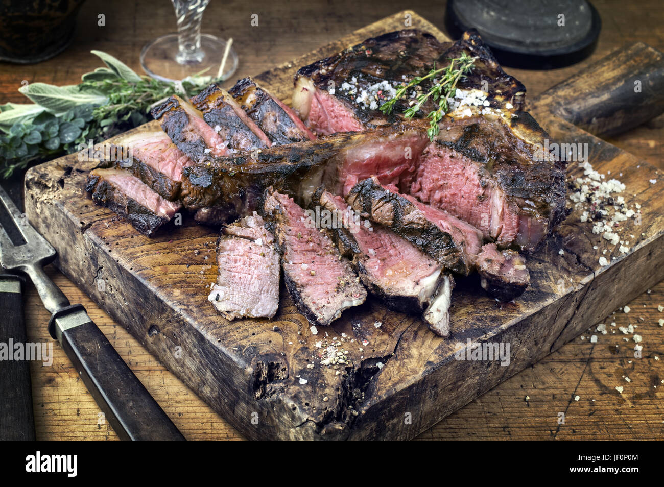 Porterhouse Steak sec de Barbecu Banque D'Images