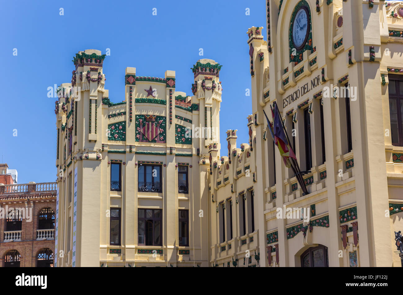 Façade de la gare de Valence, Espagne Banque D'Images