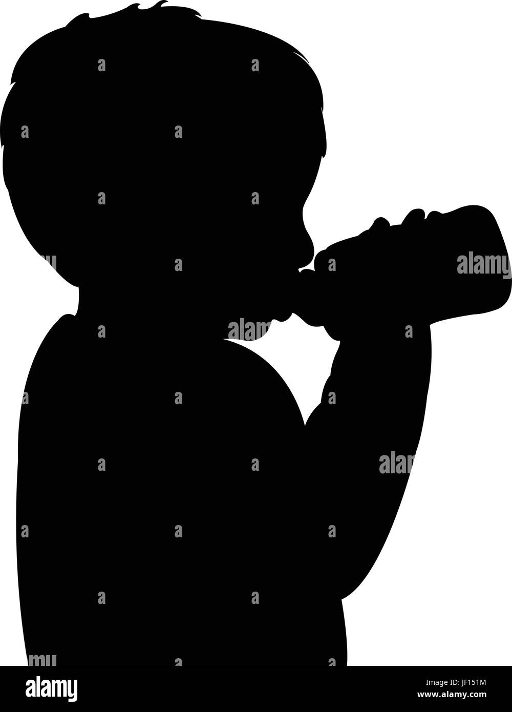La main, boire, boire, bavoirs, fils, noir, de teint basané, jetblack, noir profond, bébé, Illustration de Vecteur