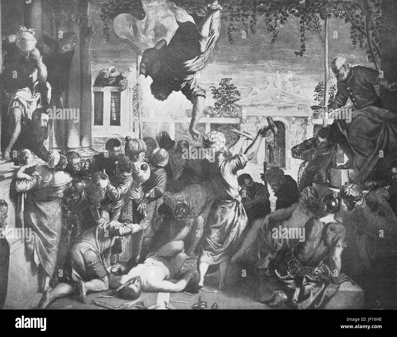 Photo historique de la Miracle de l'Esclave,s le miracle de Saint Marc, une peinture de la Renaissance italienne artiste Jacopo Tintoretto, l'Italie, l'amélioration numérique reproduction à partir d'un tirage original de 1890 Banque D'Images