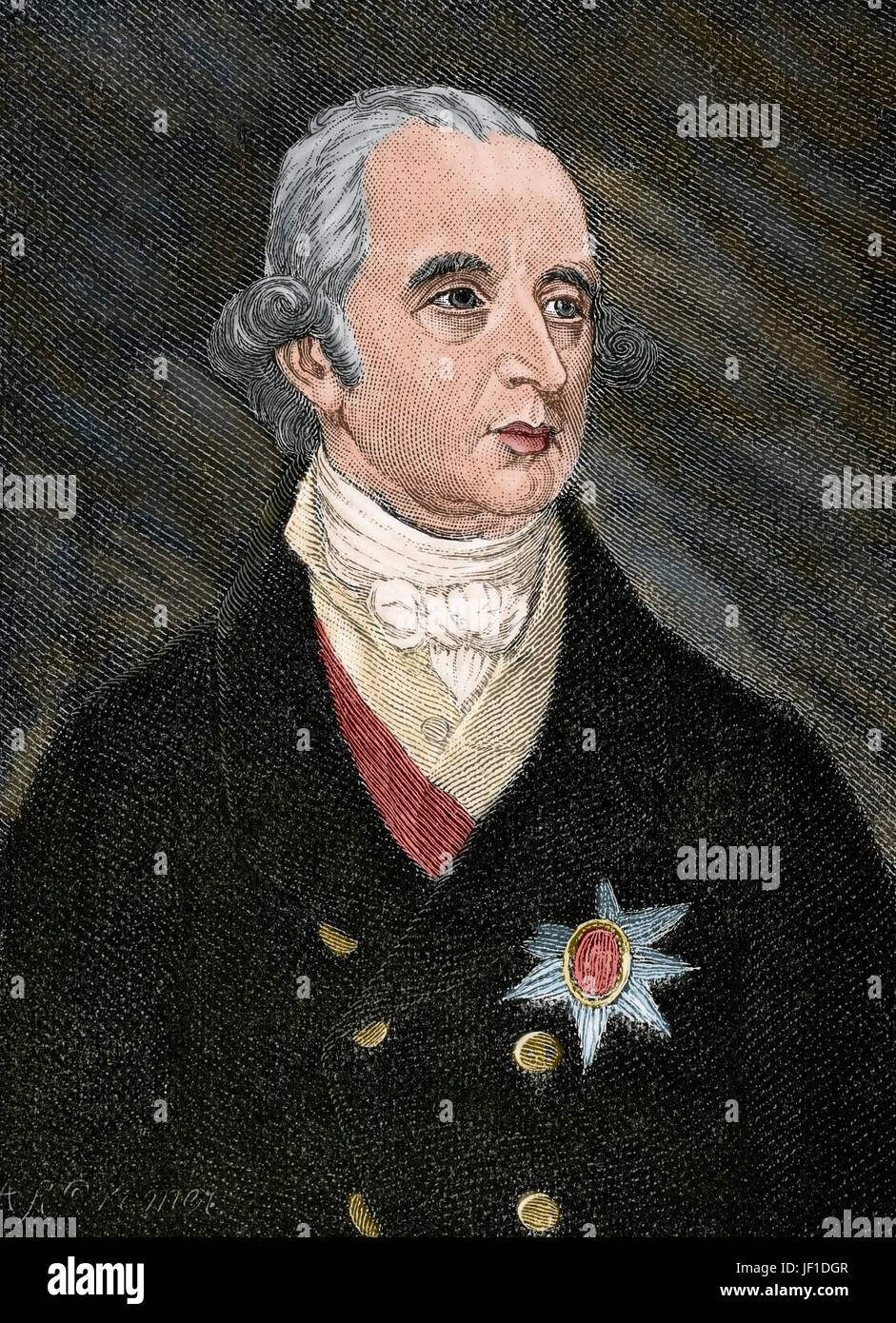 Sir Philip Francis (1740-1818). Homme politique britannique, né en Irlande et pamphlétaire. Il appartenait à la parti whig. Portrait. Gravure de A. Ronmer D'après une peinture de John Hoppner (1758-1810). Historia Universal, 1881. De couleur. Banque D'Images