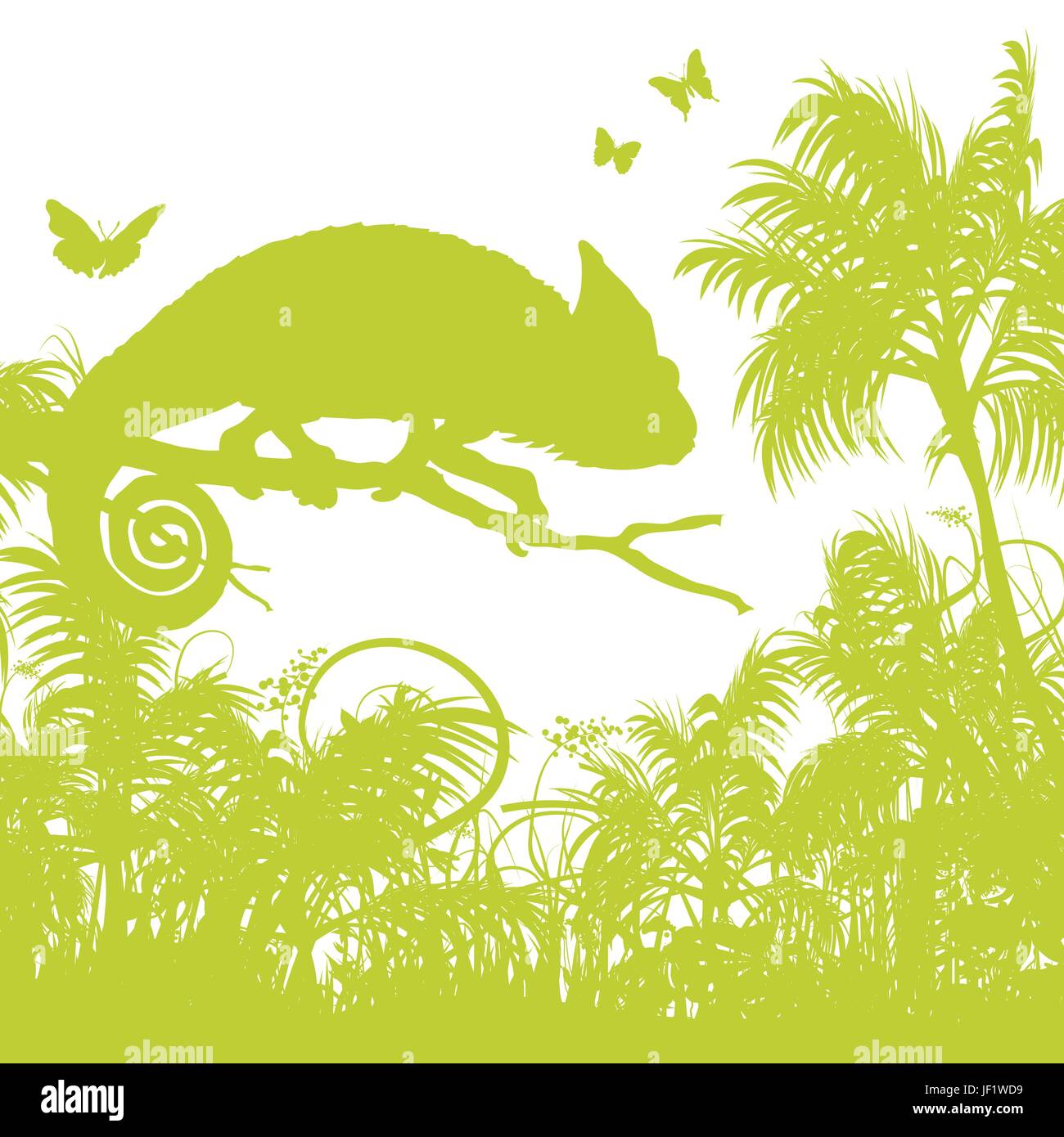 Brins d'herbe avec chameleon Illustration de Vecteur