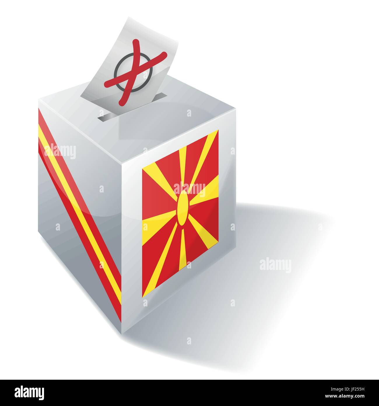 Macédoine, République, social, croix, urnes, drapeau, vote, vote, voix, bouton, Illustration de Vecteur