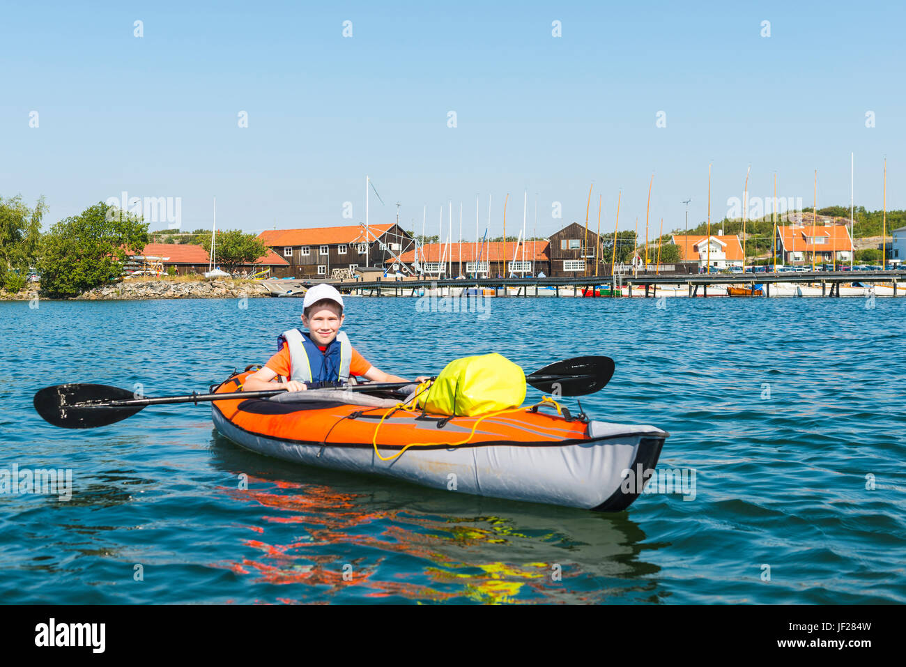 Garçon de kayak Banque D'Images
