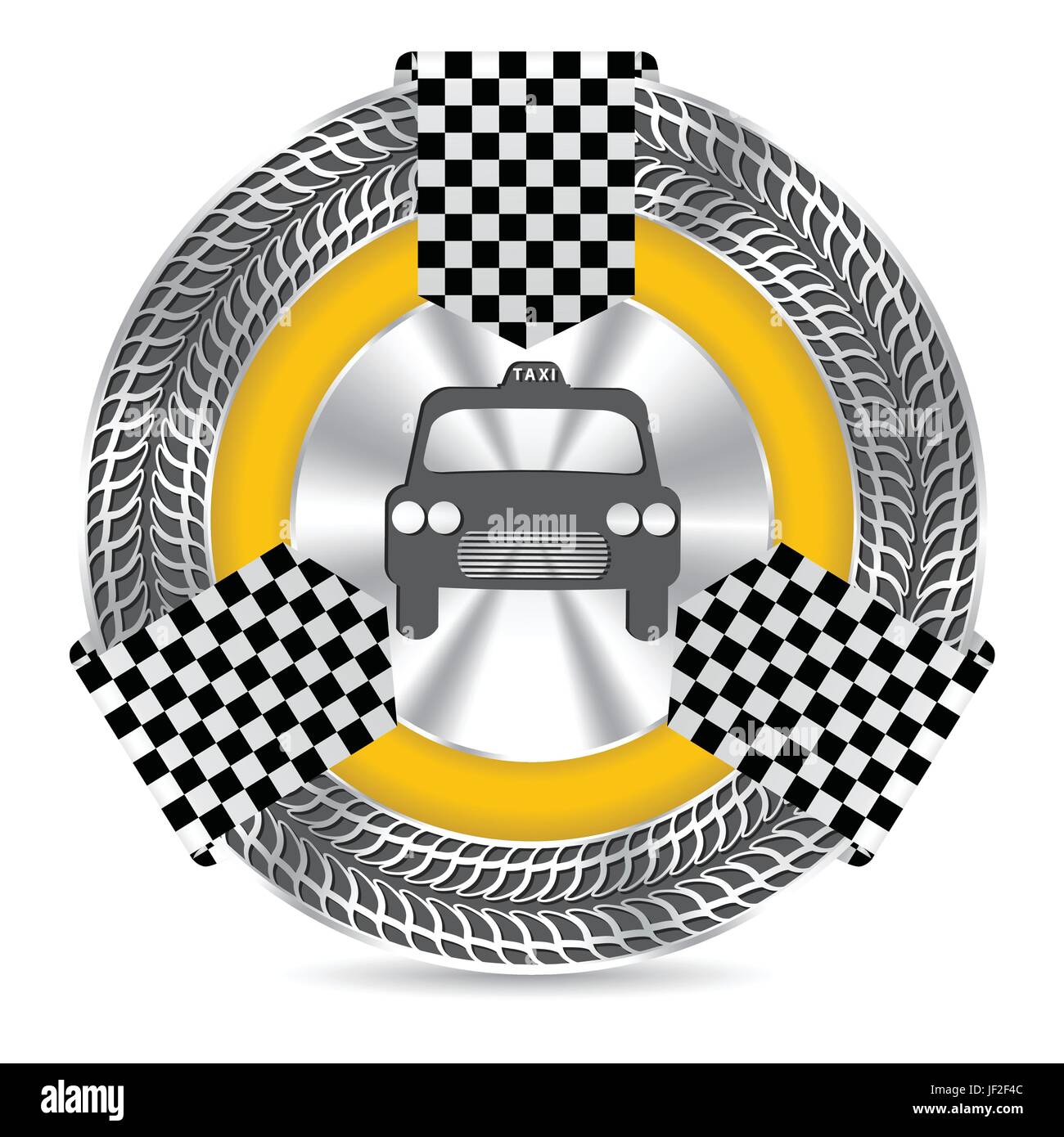 Taxi, métallique, icône, d'un insigne, à carreaux, logo, pictogramme, symbole, pictogramme, Illustration de Vecteur