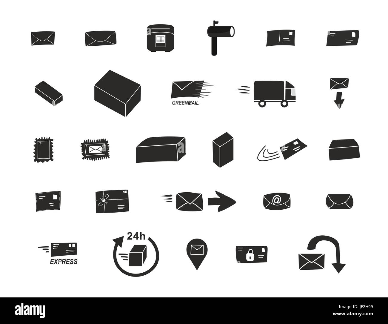 27 icônes post moderne - illustrations en noir et blanc Illustration de Vecteur