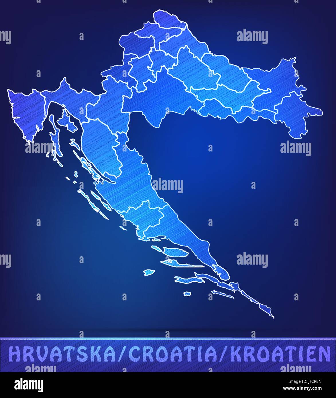 La Croatie, carte, atlas, carte du monde, carte, modèle, design, projet, concept, Illustration de Vecteur
