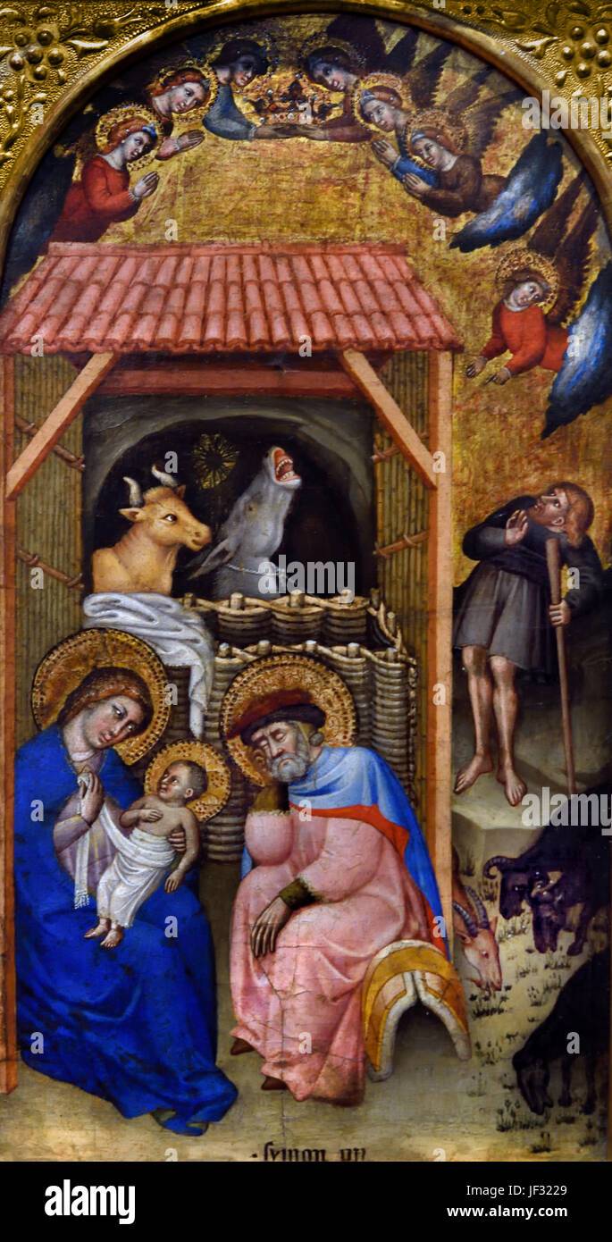 Nativité 1380 Simone dei Crocifissi 1355-1399 Italie la Nativité italienne, se réfère à la naissance de Jésus, la figure centrale de la religion du christianisme, célébrer la Nativité, pendant, Noël, Banque D'Images
