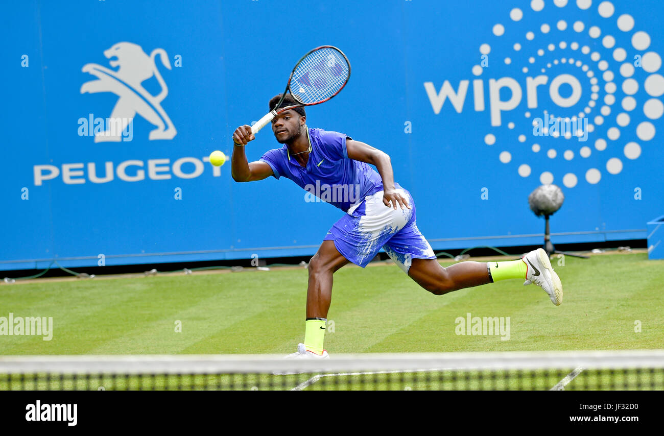 Frances Tiafoe de USA en action au tournoi de tennis International Aegon à Eastbourne Devonshire Park , Sussex Eastbourne UK . 28 juin 2017 Photo prise par Simon Dack Banque D'Images