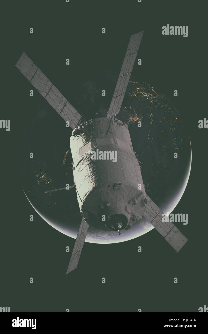 Vaisseaux Cargo - Le véhicule de transfert automatique sur la planète Terre. Éléments de cette image fournie par la NASA. Banque D'Images