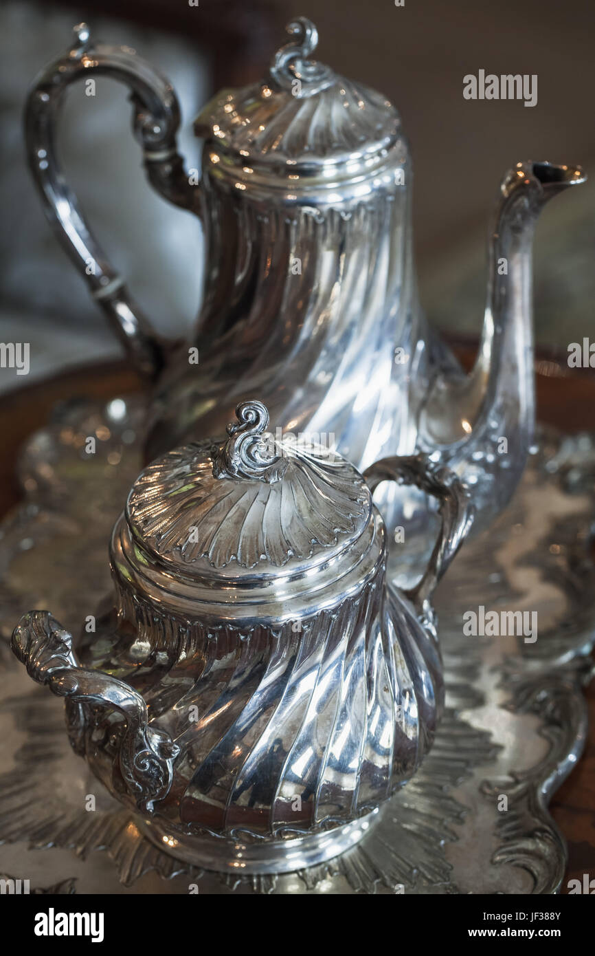 Luxe Vintage vaisselle, service à thé en argent Banque D'Images