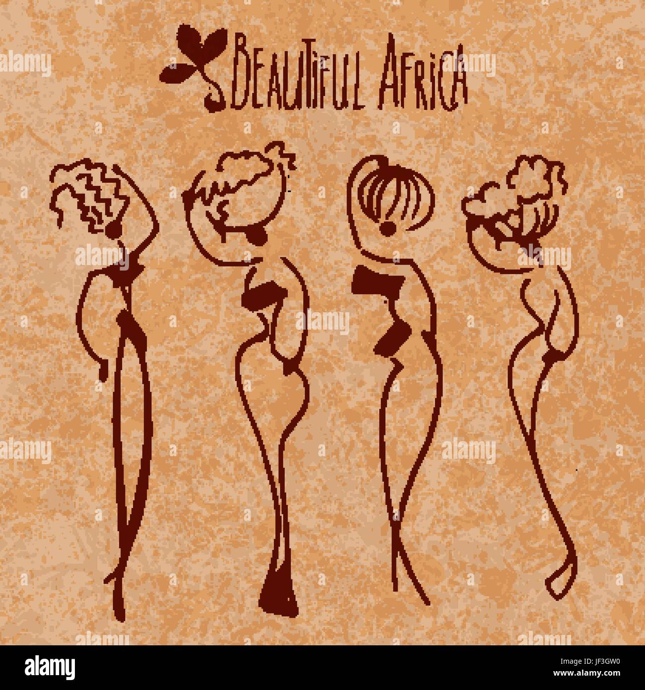 Femme Africaine, femme de stylisation, chiffres d'illustration vectorielle traditionnelle Illustration de Vecteur