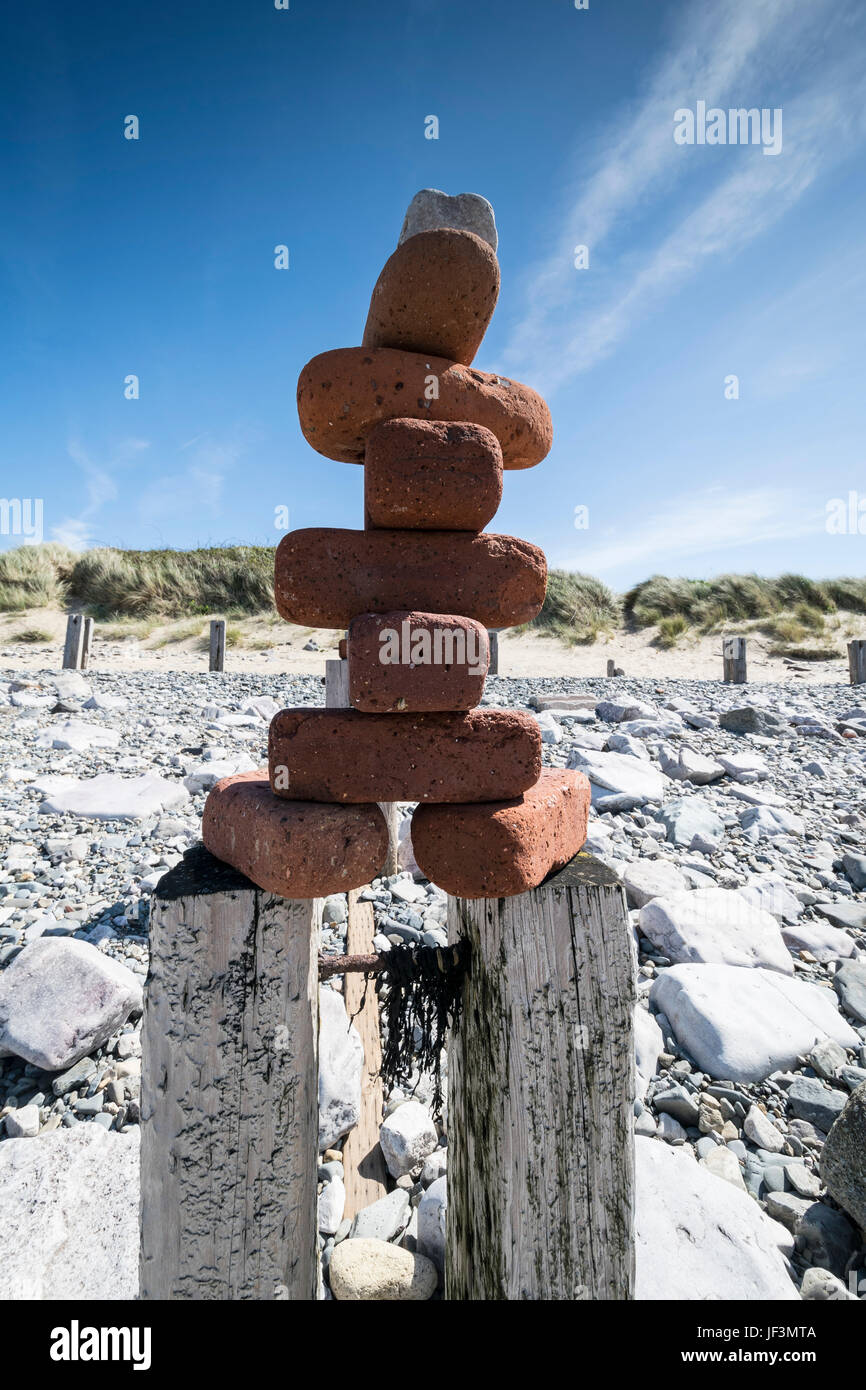 Morfa Conwy beach art de brique Banque D'Images