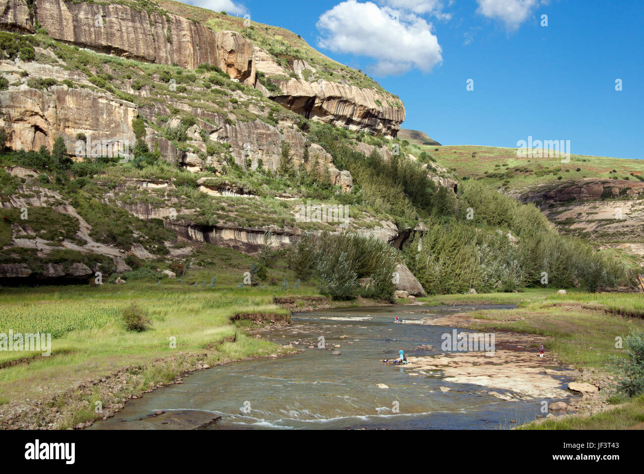 Courant Rapide de la rivière Hlotse district de Leribe Lesotho Afrique du Sud Banque D'Images