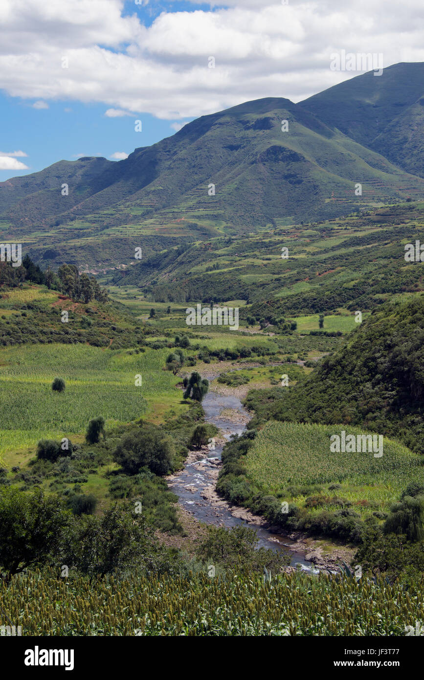 Rivière Hlotse Leribe Lesotho Afrique du Sud District Banque D'Images