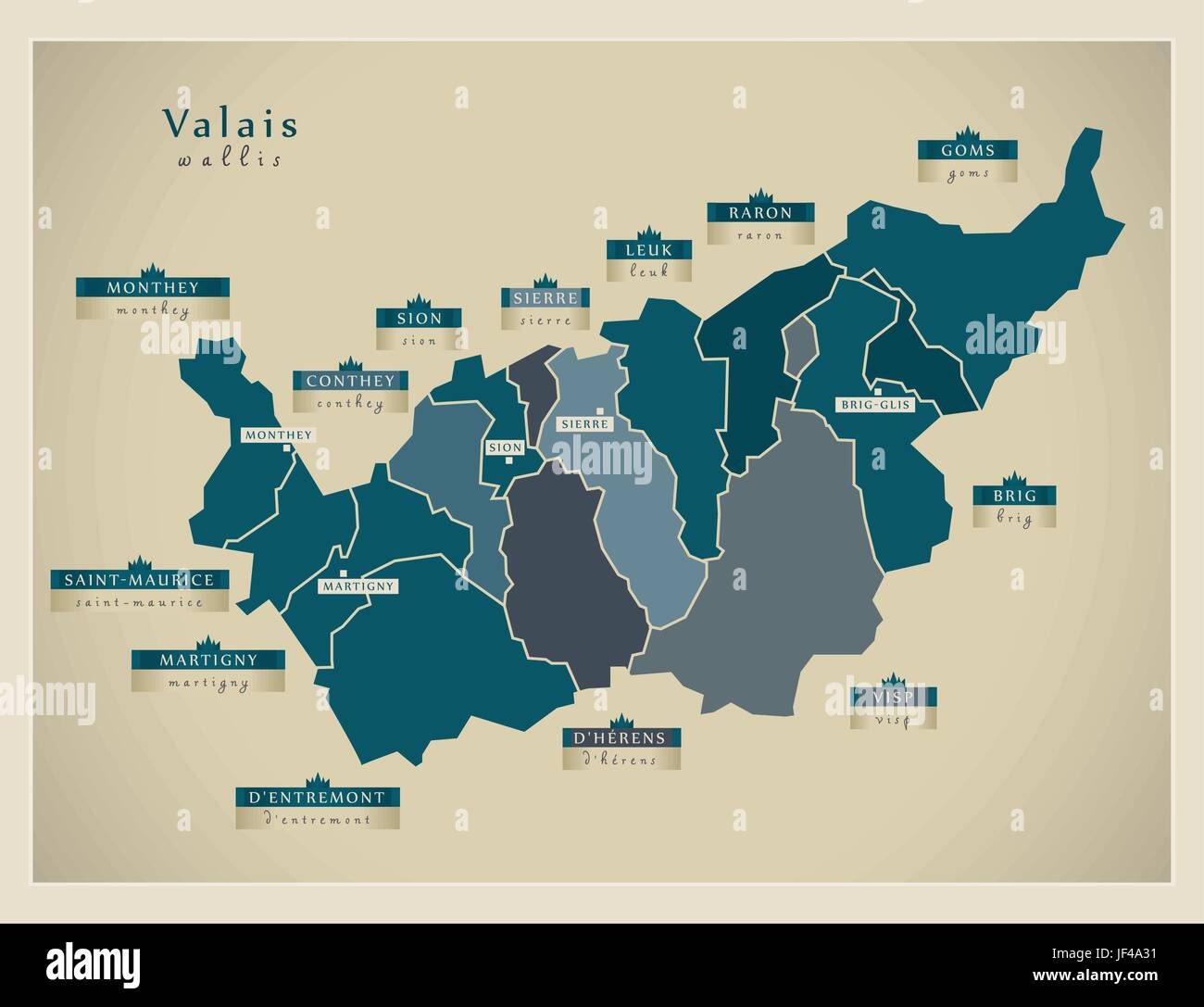 Carte moderne - valais ch Illustration de Vecteur