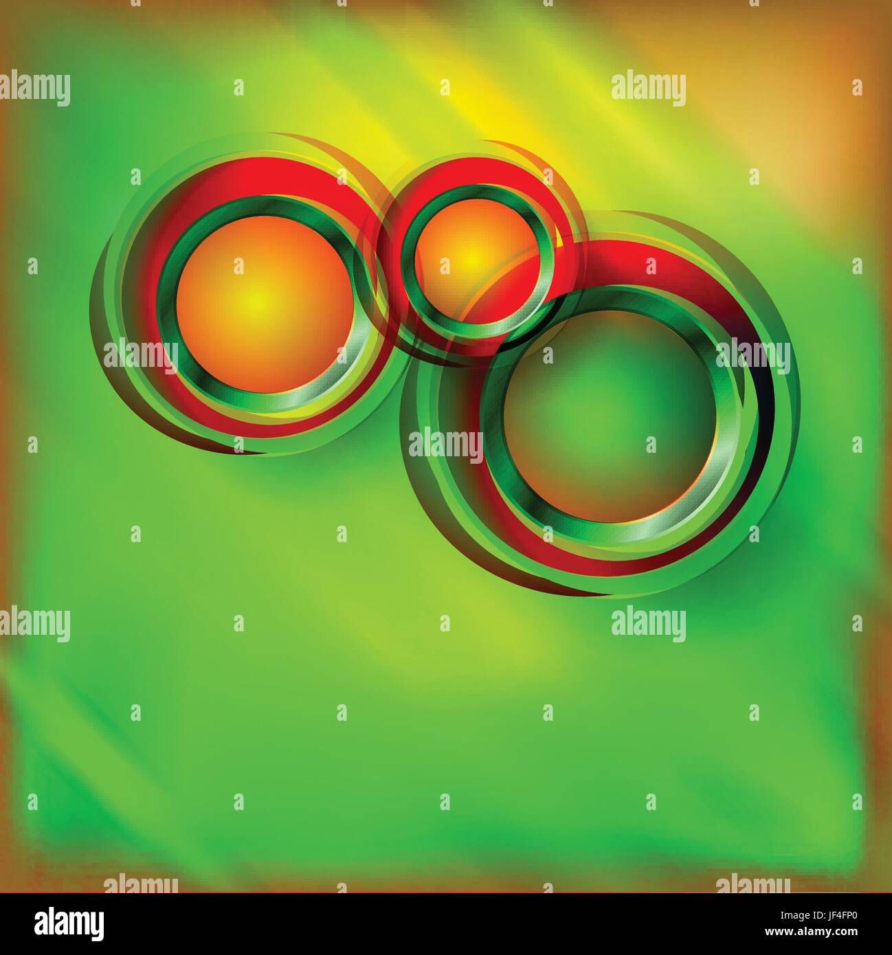 Trois, résumé, bagues, mesh, cercles, orange, coloré, vert, trois, Illustration de Vecteur