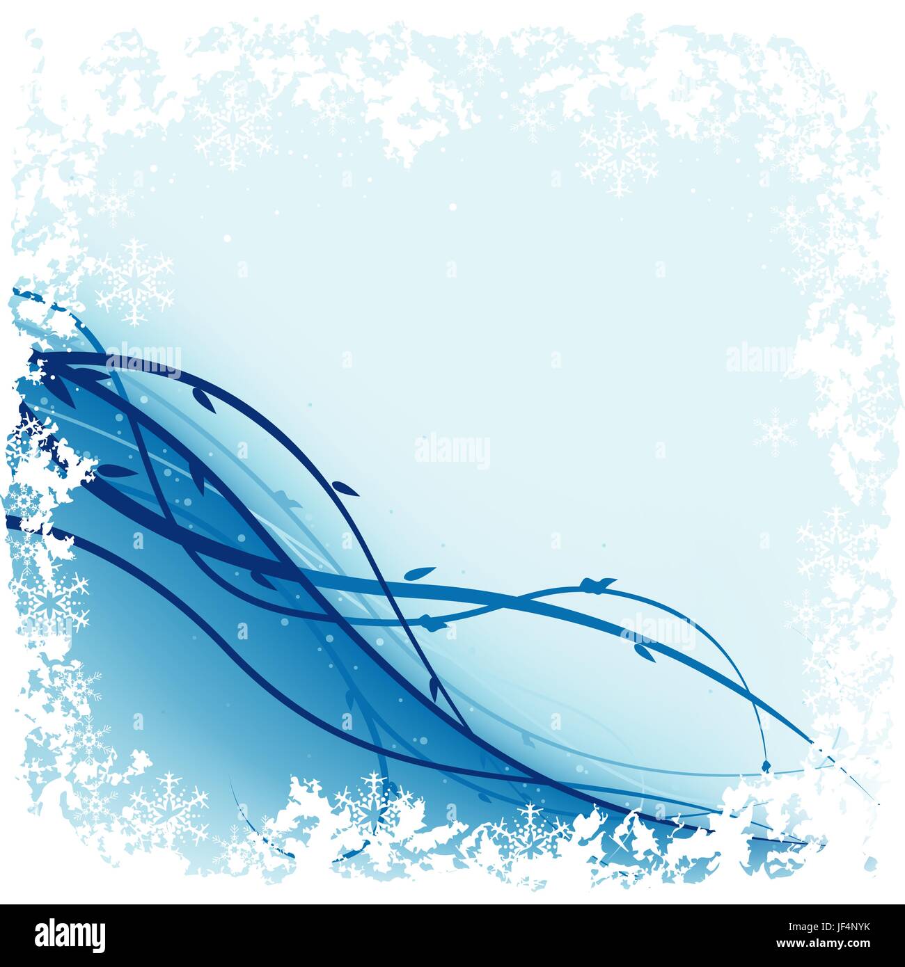 Bleu, feuille, l'art, modèle, design, projet, concept, plan, projet, hiver, fleur, Illustration de Vecteur