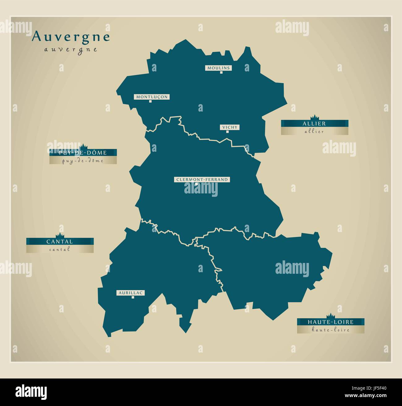 Carte moderne - Auvergne fr Illustration de Vecteur