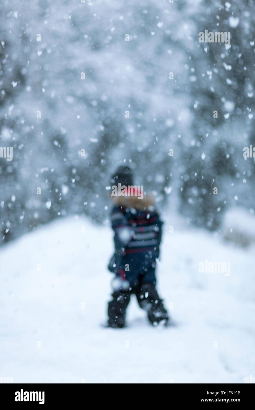 Boy walking at winter Banque D'Images