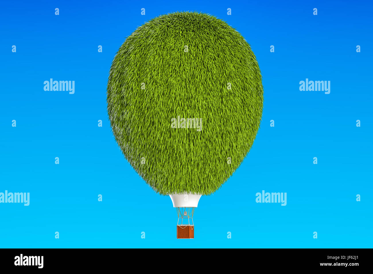 Ballon à air chaud à partir de l'herbe bien verte, 3D Rendering Banque D'Images
