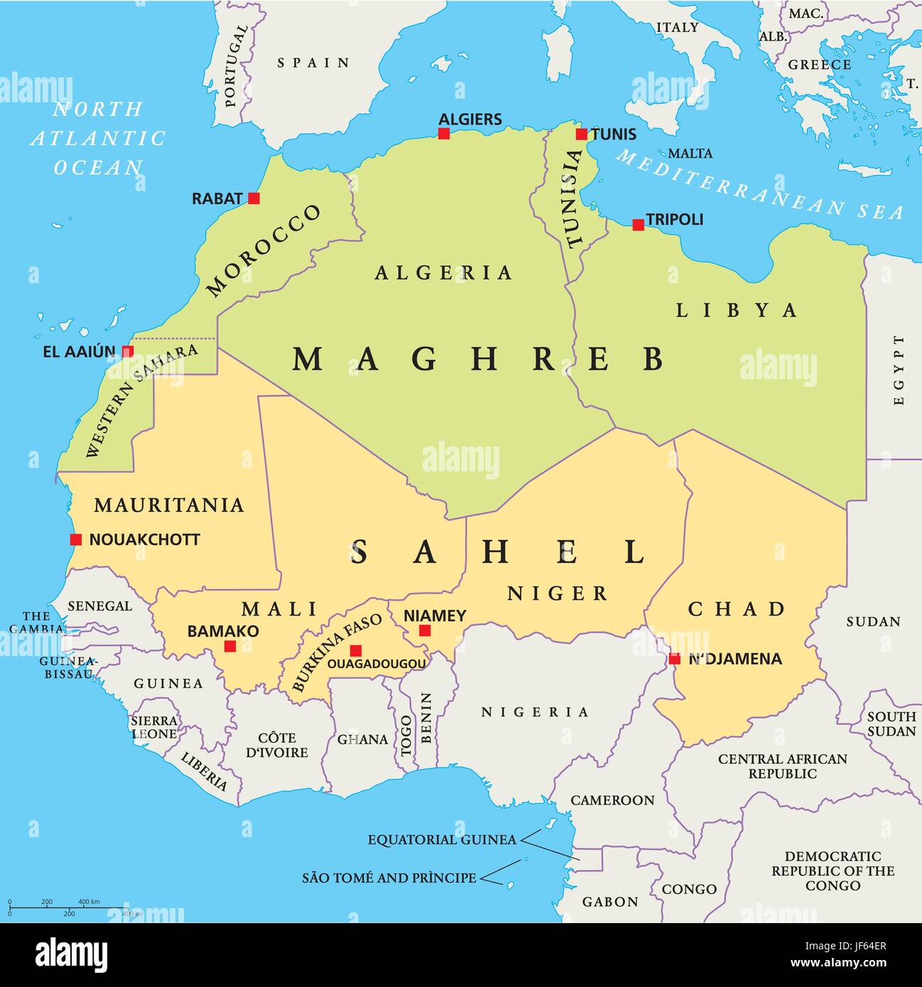 L'Afrique, zone, au nord, la carte, atlas, carte du monde, l'Afrique, la Libye, l'Afrique du Nord, Illustration de Vecteur