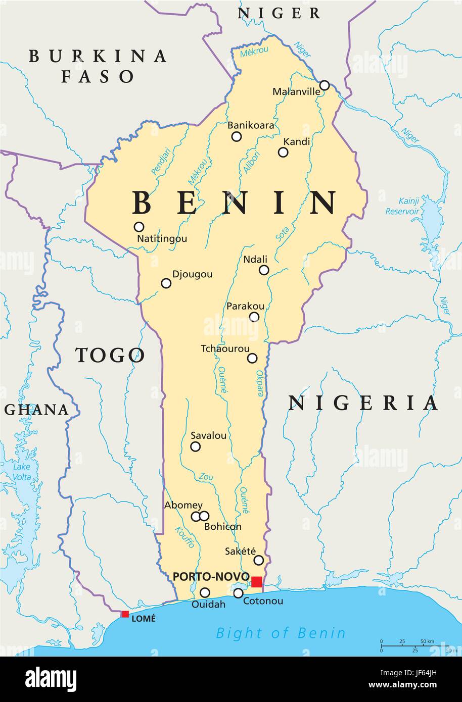 Le Bénin, carte, atlas, carte du monde, l'Afrique, de l'illustration, le pays, la République centrafricaine, Illustration de Vecteur
